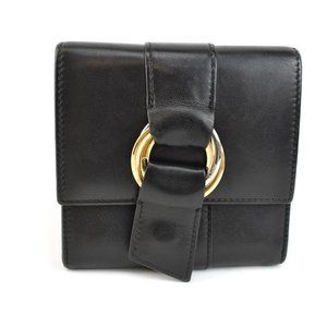 CARTIER: Black, Leather & Logo "Trinity" Rings Medium Wallet (qk)